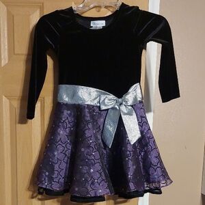 Bonnie Jean Black and Purple Dress with Velvet and Lace